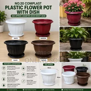 Plastic Flower Pots With Saucer – Indoor Outdoor Garden Planters