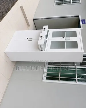 Modern White Office Storage Cabinet With Glass Doors Lockable Drawer