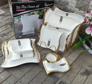 36pcs Nordic Shapedly Dinner Set With Gold Rim