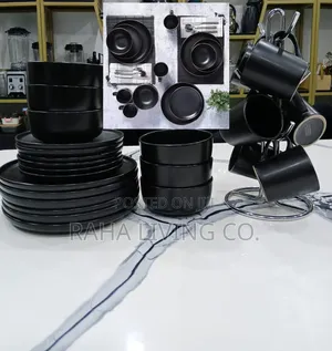 24-Piece All Black Dinner Set | Plates Mugs Bowls