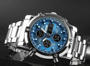 Skmei Stainless Steel Dual Time Gents Watch #1389