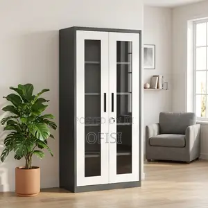 2-Door Full Glass Office Storage Cabinet