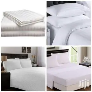 6*6 Stripped White Cotton Bedsheets