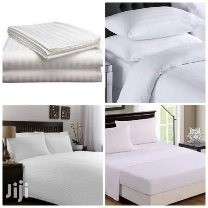 6*6 Stripped White Cotton Bedsheets