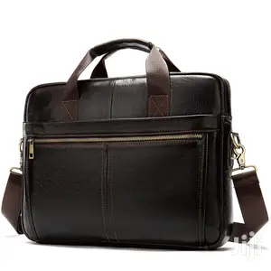 Genuine Leather Laptop Office Bag - Coffee # 8572